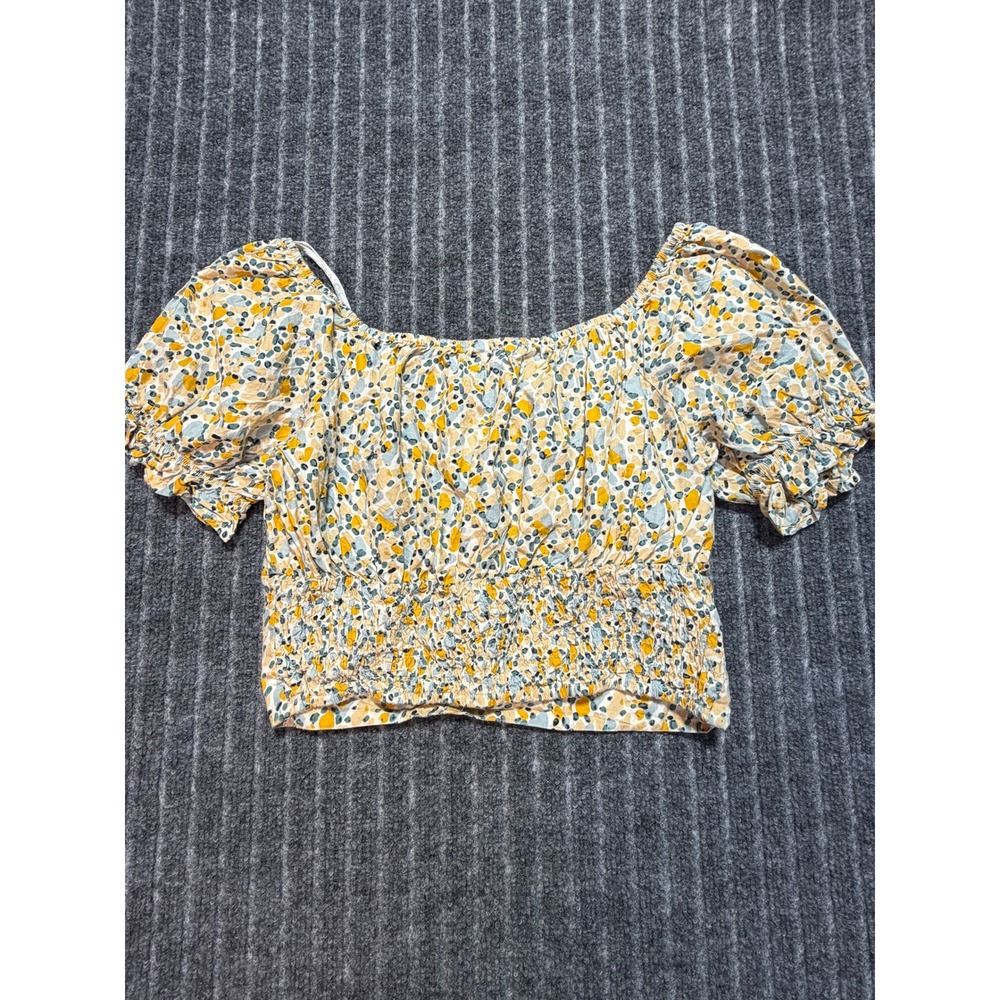 Sim & Sam Crop Top Womens XL Cotton Smocked Boho Cottagecore Summer‎ Peasant